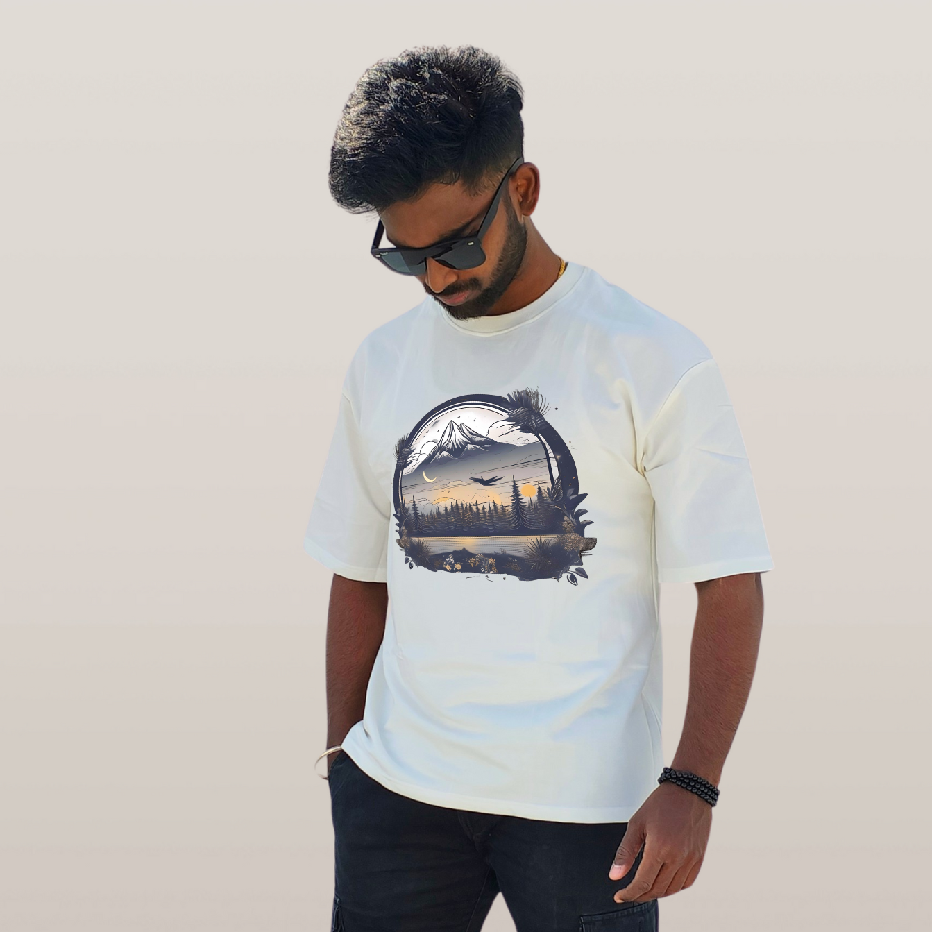 Nightfall Adventure Edition: Mountains and River oversized T-shirt