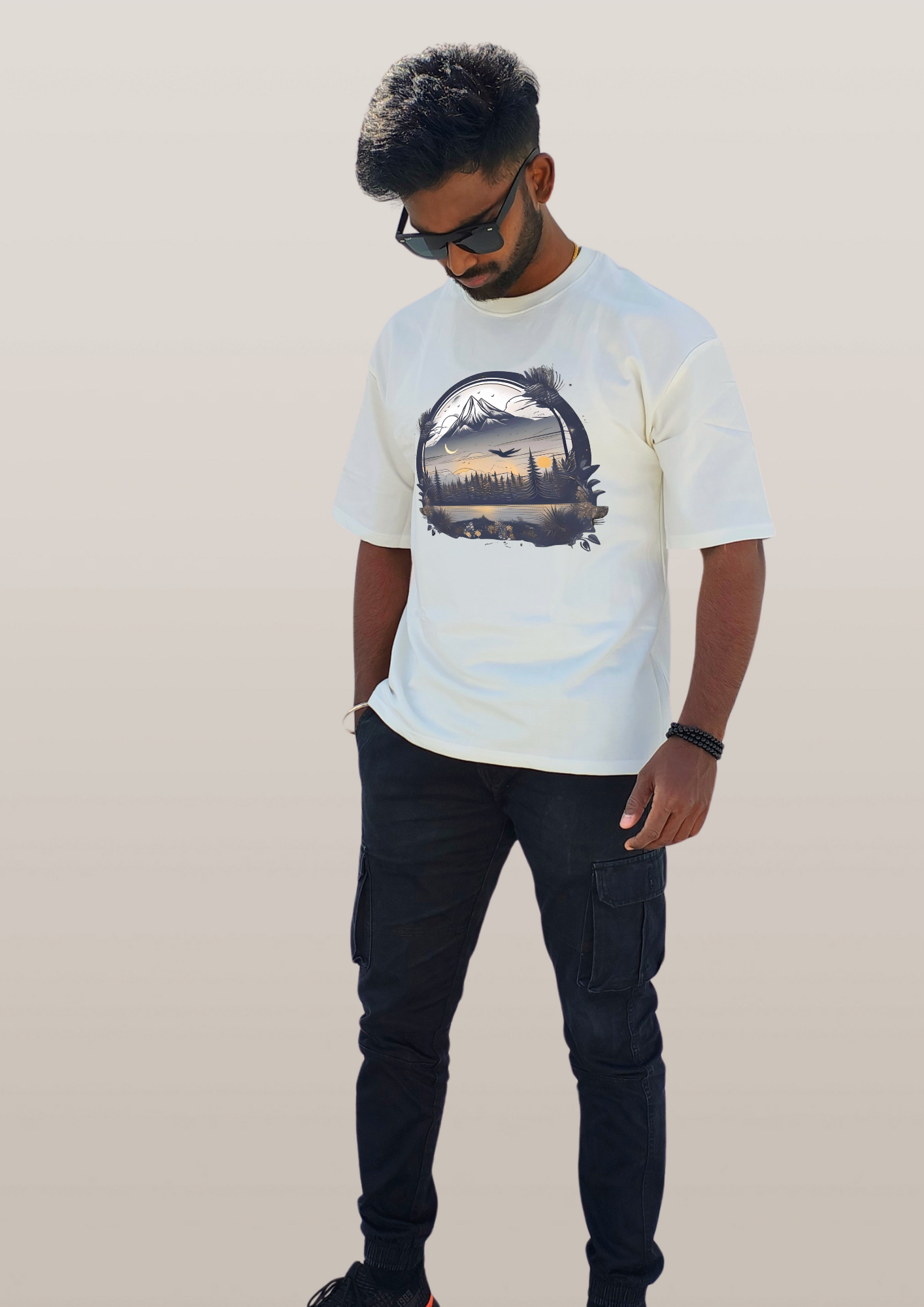 Nightfall Adventure Edition: Mountains and River oversized T-shirt